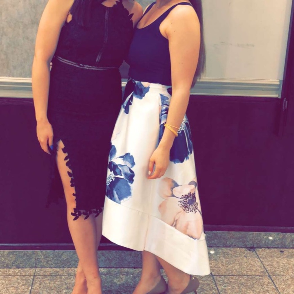 Floral High Low Skirt